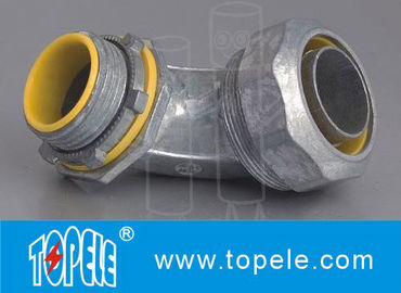 Blue / Yellow Zinc Die Cast Flexible Liquid Tight Conduit Connector Fittings 90 Degree
