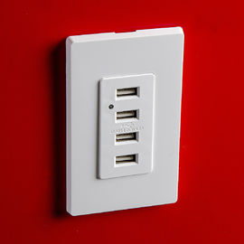 White Usb Wall Outlet , Usb Electrical Outlet 4 USB Ports With 2 Wall Plates