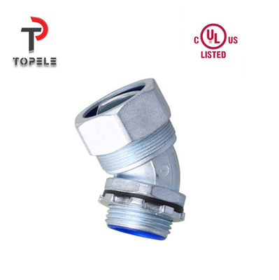 Zinc Liquid Tight Flexible Conduit Fittings Connector 45 Degree Angle NPT UL List DNJ