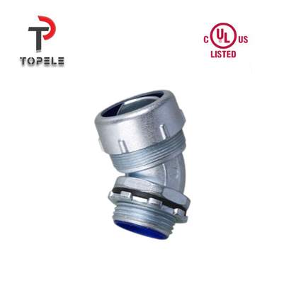 Zinc Liquid Tight Flexible Conduit Fittings Connector 45 Degree Angle NPT UL List DNJ