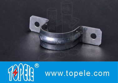 EMT Conduit Fittings , Galvanized Steel / Zinc Plated Two Hole EMT Conduit Strap OEM