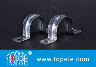 EMT Conduit Fittings , Galvanized Steel / Zinc Plated Two Hole EMT Conduit Strap OEM
