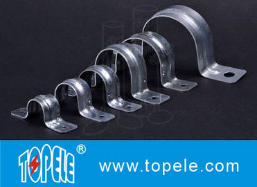 EMT Conduit Fittings , Galvanized Steel / Zinc Plated Two Hole EMT Conduit Strap OEM