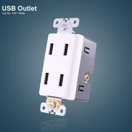 White 4 USB Ports GFCI Receptacles Electric USB Outlet With Screwless Plate