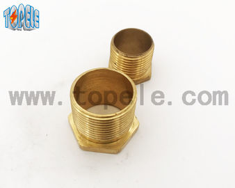 Brass Flex Metal Conduit Fittings Long / Short Male Threaded Hexagon Bush