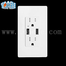 White Usb Wall Outlet , Usb Electrical Outlet 4 USB Ports With 2 Wall Plates