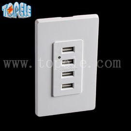 White Usb Wall Outlet , Usb Electrical Outlet 4 USB Ports With 2 Wall Plates
