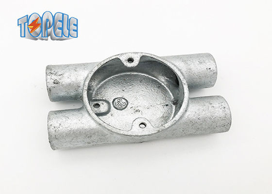 Durable Gi Conduit Accessories BS4568 Circular Malleable Twin Through - H Way Box