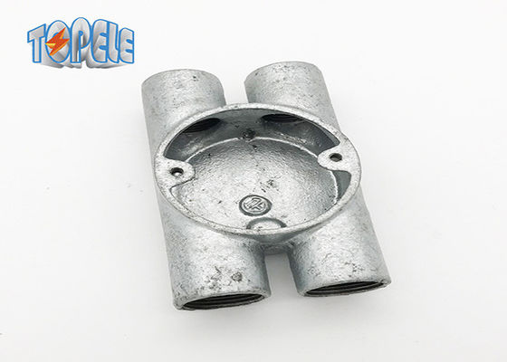 Durable Gi Conduit Accessories BS4568 Circular Malleable Twin Through - H Way Box