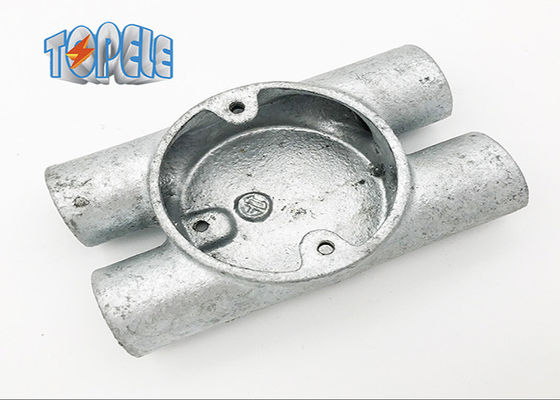 Durable Gi Conduit Accessories BS4568 Circular Malleable Twin Through - H Way Box